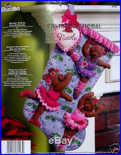 Bucilla Ballet Bears 18 Felt Christmas Stocking Kit #86143 Teddy, Ballerinas