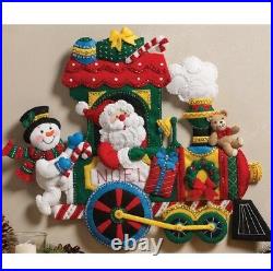 Bucilla CANDY EXPRESS TRAIN Felt Christmas Wall Hanging Kit-Santa Snowman OOP