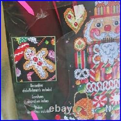 Bucilla CANDY NUTCRACKER Cross Stitch Stocking Kit 18 Sealed Christmas Baatz