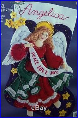 Bucilla CELESTIAL ANGEL Felt Christmas Stocking Kit #83956 Sterilized RARE 18