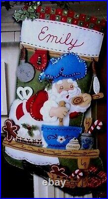 Bucilla CHEF SANTA BAKING Felt Christmas Stocking Kit OOP Original18 RARE NEW