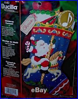 Bucilla CHRISTMAS CAROUSELFelt Santa Musical Stocking Kit Horse Factory Direct