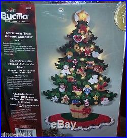 Bucilla CHRISTMAS TREE LIGHTED TABLETOP Felt 3-D Advent Calendar Kit Sterilized
