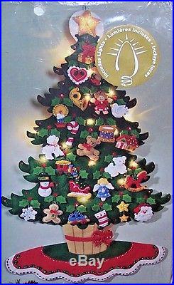 Bucilla CHRISTMAS TREE LIGHTED TABLETOP Felt 3-D Advent Calendar Kit Sterilized