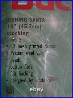 Bucilla Christmas Holiday Needlepoint Stocking Kit, FISHING SANTA, Gillum, 60782,18