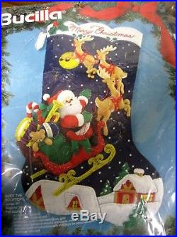 Bucilla Christmas Holiday STOCKING FELT Applique Kit, OVER THE ROOFTOPS, 28,83118