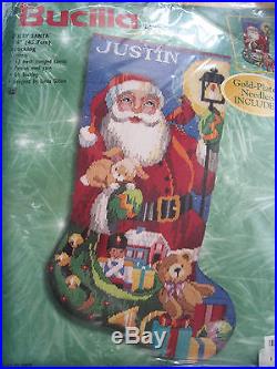 Bucilla Christmas Longstitch Needlepoint Stocking Kit, JOLLY SANTA, Gillum, 60780