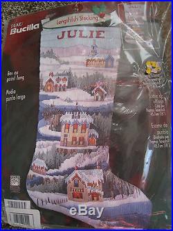 Bucilla Christmas Longstitch Needlepoint Stocking Kit, VILLAGE SCENE, 18, #84648