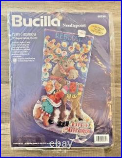 Bucilla Christmas MERRY CHRISMOOSE Stocking Needlepoint Kit Vintage 1998