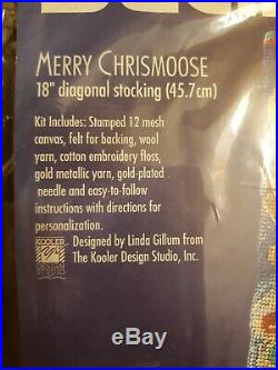 Bucilla Christmas Merry Chrismoose Needlepoint Stocking 60760 Kit Factory Sealed