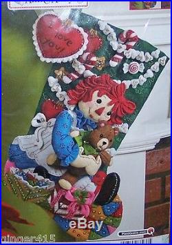 Bucilla Christmas Morning RAGGEDY ANN Felt Stocking Kit Girl RARE Factory Direct