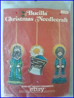 Bucilla Christmas Nativity Ornaments Kit 2112 MCM Jesus Joseph Mary 1970s