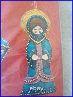 Bucilla Christmas Nativity Ornaments Kit 2112 MCM Jesus Joseph Mary 1970s