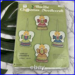 Bucilla Christmas Needlecraft Jeweled Ornaments Angels Vintage Kit 2114 New Rare