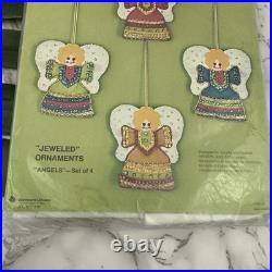 Bucilla Christmas Needlecraft Jeweled Ornaments Angels Vintage Kit 2114 New Rare