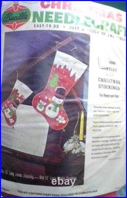 Bucilla Christmas Needlecraft Kit 8309 JEWELED PARENT CHILD 2 Stockings SEALED