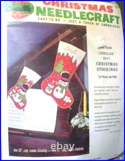 Bucilla Christmas Needlecraft Kit 8309 JEWELED PARENT CHILD 2 Stockings SEALED