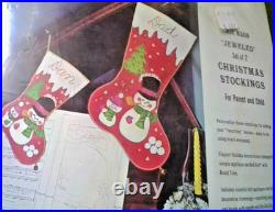 Bucilla Christmas Needlecraft Kit 8309 JEWELED PARENT CHILD 2 Stockings SEALED