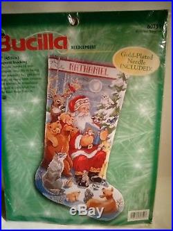 Bucilla Christmas Needlepoint Stocking 18 Kit 60759 WOODLAND STORYTIME NIP