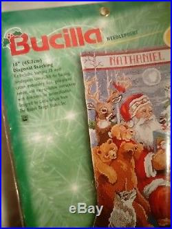 Bucilla Christmas Needlepoint Stocking 18 Kit 60759 WOODLAND STORYTIME NIP