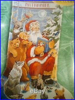 Bucilla Christmas Needlepoint Stocking 18 Kit 60759 WOODLAND STORYTIME NIP