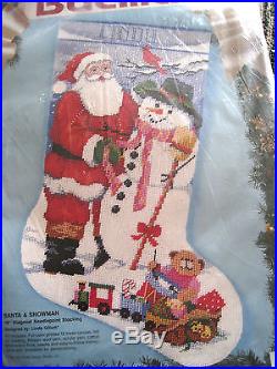 Bucilla Christmas Needlepoint Stocking Kit, SANTA & SNOWMAN, 60713, Gillum, 18, NIP