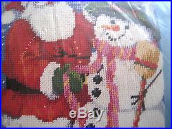 Bucilla Christmas Needlepoint Stocking Kit, SANTA & SNOWMAN, 60713, Gillum, 18, NIP