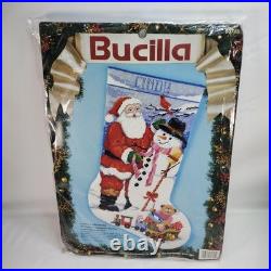 Bucilla Christmas Needlepoint Stocking Kit SANTA SNOWMAN 60713 Gillum 18 New