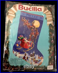 Bucilla Christmas Needlepoint Stocking Kit TO ALL A GOODNIGHT 60708 Rossi 18