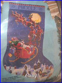 Bucilla Christmas Needlepoint Stocking Kit, TO ALL A GOODNIGHT, Rossi, 18,60708