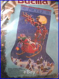 Bucilla Christmas Needlepoint Stocking Kit, TO ALL A GOODNIGHT, Rossi, 18,60708