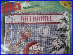 Bucilla Christmas Needlepoint Stocking Kit, WOODLAND STORYTIME, Santa, Animal, 60759