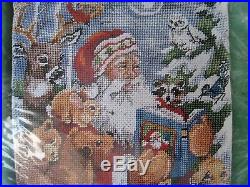 Bucilla Christmas Needlepoint Stocking Kit, WOODLAND STORYTIME, Santa, Animal, 60759