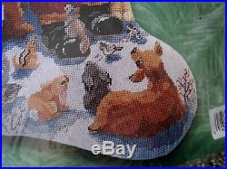 Bucilla Christmas Needlepoint Stocking Kit, WOODLAND STORYTIME, Santa, Animal, 60759