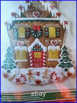 Bucilla Christmas Nordic Gingerbread House Advent Calendar Felt Kit OOP 86585