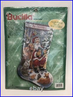 Bucilla Christmas Woodland Storytime Santa Needlepoint Stocking Kit 60759 Gillum