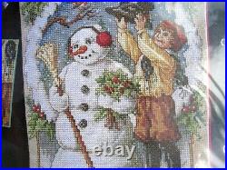 Bucilla Counted Cross Holiday Stocking KIT, NOSTALGIA, Snowman, Orton, 84635, Size 18