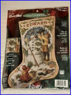 Bucilla Counted Cross Holiday Stocking Kit Nostalgia Snowman 84635 Size 18