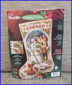 Bucilla Counted Cross Stitch Christmas Stocking NOSTALGIA Snowman Orton 84635