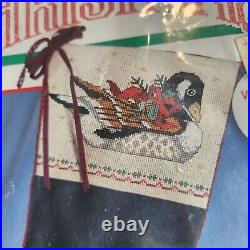 Bucilla Counted Cross Stitch Stocking Kit 82510 Christmas Goose Velveteen Sealed