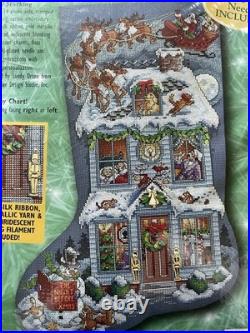 Bucilla Cross Stitch Twas The Night Before Christmas #84099 Stocking Kit &Charms