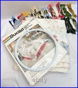 Bucilla Cross stitch Quilt Kit Cameo Rose King / Queen some DMS Skeins included