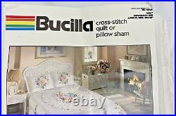 Bucilla Cross stitch Quilt Kit Cameo Rose King / Queen some DMS Skeins included