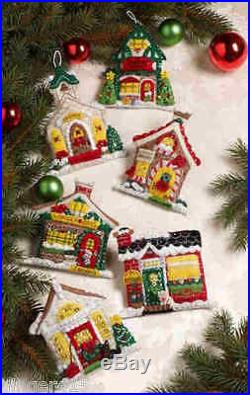 Bucilla ENGELBREIT Breitville CHRISTMAS VILLAGEFelt Ornaments Kit VERY RARE