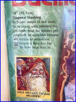 Bucilla FAther Christmas Diagonal Stocking Needlepoint Kit (60769) 18 New