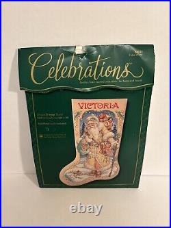 Bucilla Father Winter Cross Stitch Christmas Stocking Kit Victorian Santa 90s