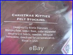 Bucilla Felt Applique Holiday Stocking Kit, CHRISTMAS KITTIES, Cat, Kitten, 86060,18