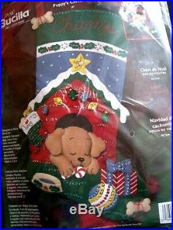 Bucilla Felt Applique Holiday Stocking Kit, PUPPY'S CHRISTMAS, Dog, 84853,18, NIP