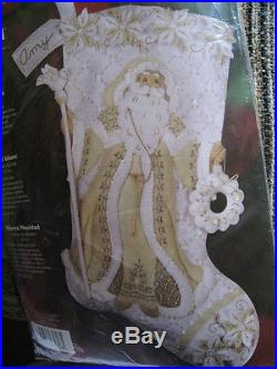 Bucilla Felt Applique Stocking Kit, WHITE CHRISTMAS, Elegant, Original, 85318,18