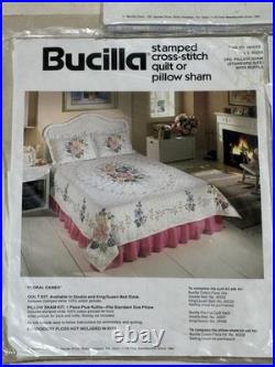 Bucilla Floral Cameo Cross Stitch Embroidery Kits Quilt & Pillow Shams Unopened